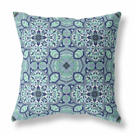 HOMEROOTS 18 in. Cloverleaf Indoor & Outdoor Throw Pillow Muted Blue & Aqua 411840